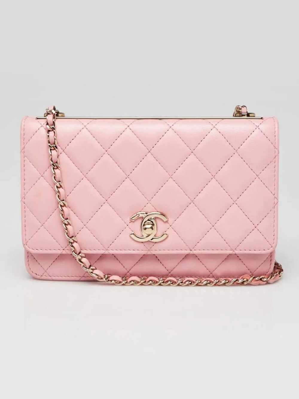 Chanel Pink Quilted Lambskin Leather Trendy WOC Clutch Bag